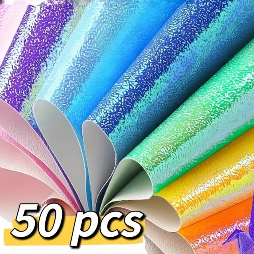Image of 50pcs Mixed 10 Color Glitter Cardstock Sheets - Fantasy Theme, Premium Sparkly Paper For Crafts And Diy Projects, 5.91x5.91inch