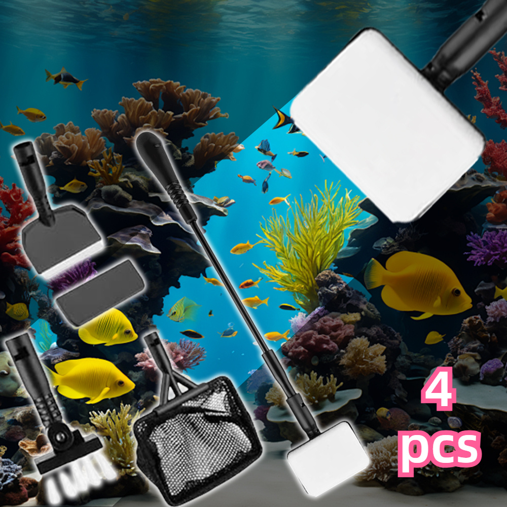 

4pcs Cleaning Cleaning Upgraded Cleaning Set Saving Time Containing Fishing Net Suitable For Tanks Cleaning Aquariums