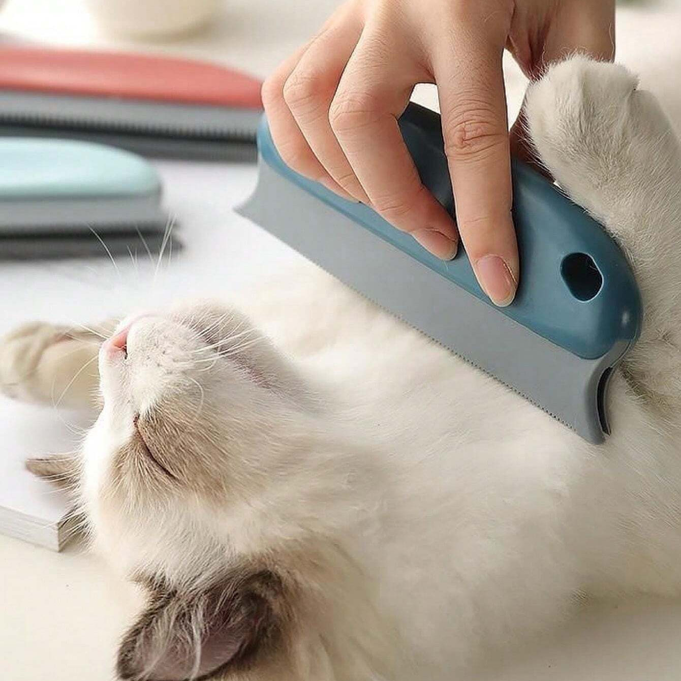 1pc   rubber bristle pet grooming brush   fur cleaning and wool shaving tool for cats and dogs for living room and bedroom use details 1