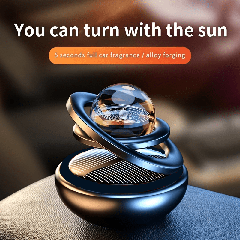 

360° Rotating Dashboard Ornament With Scent Diffuser, Solar-powered Car Perfume Fragrance Holder, Aromatherapy Essential Oil Car Decoration, Fragrant Tablet Accessory - Plastic Material