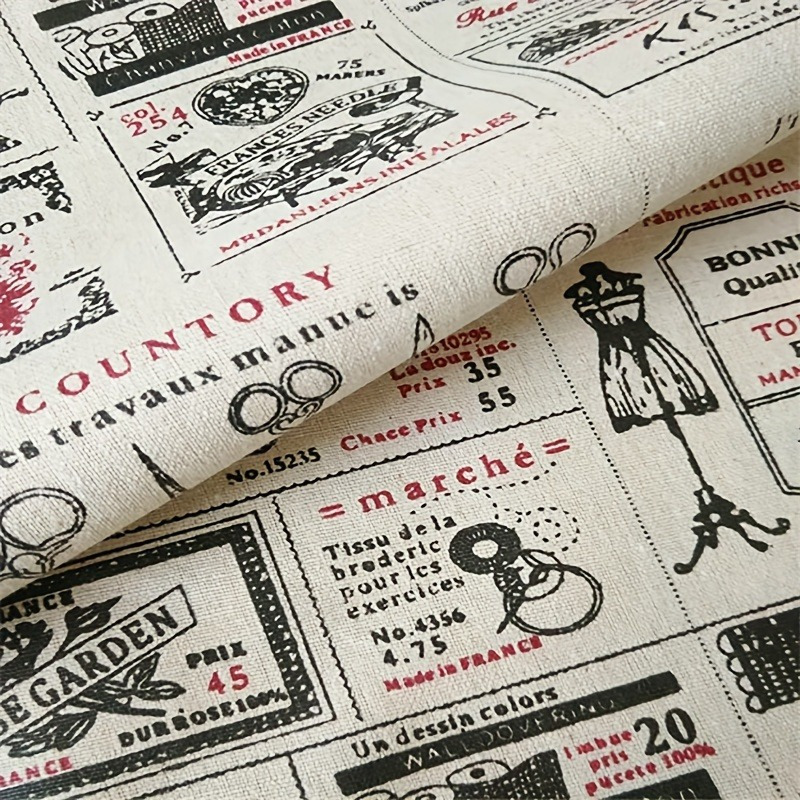 

Tissu Mélange de Lin Géométrique Vintage - pour la Couture DIY, le Quilting, la Décoration d'Intérieur, les Housses de Canapé, les Rideaux, les Sacs & les Artisanats de Coussins