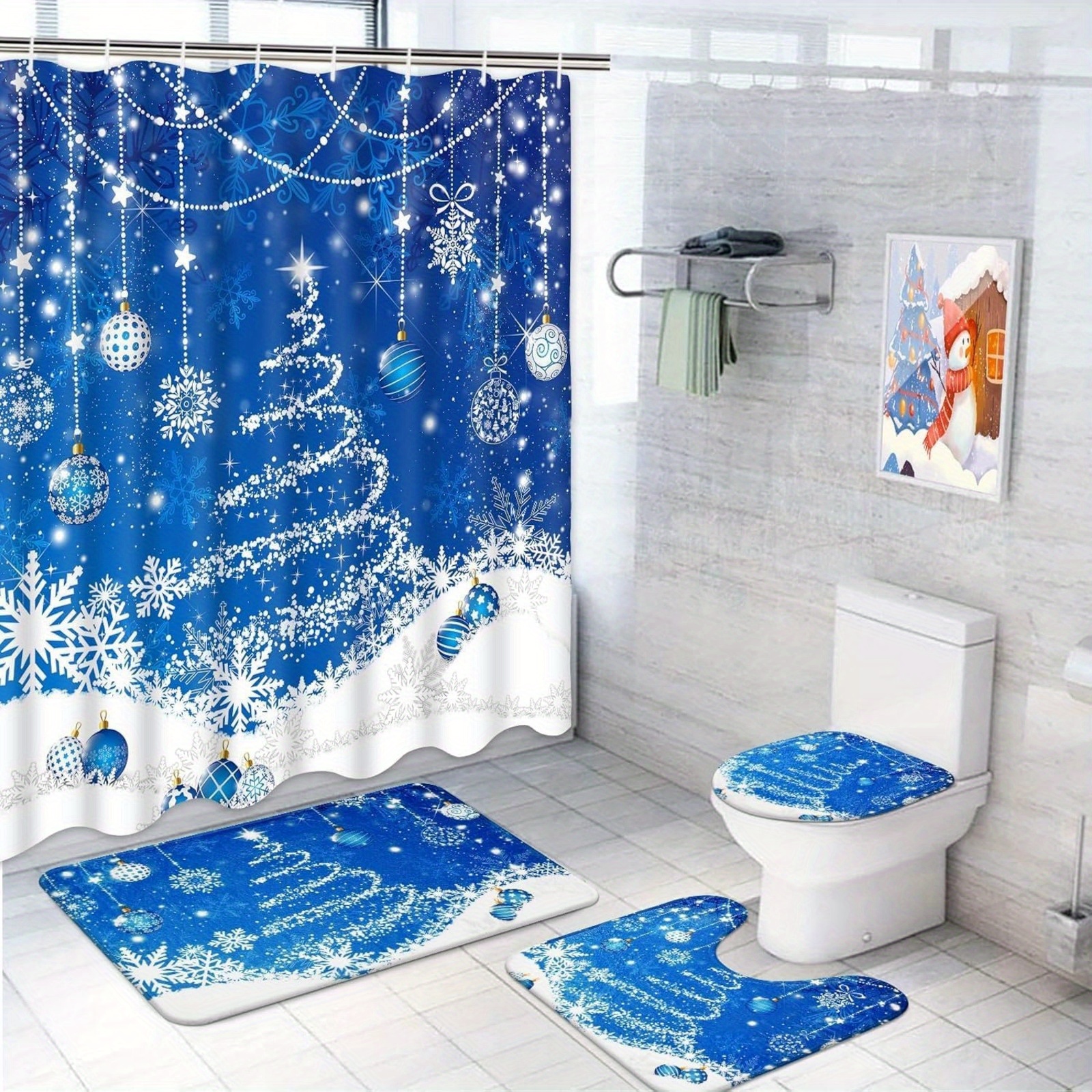 

Christmas Curtain Rugs, Bathroom Curtain And Rugs, Curtains For Bathroom Christmas Decor