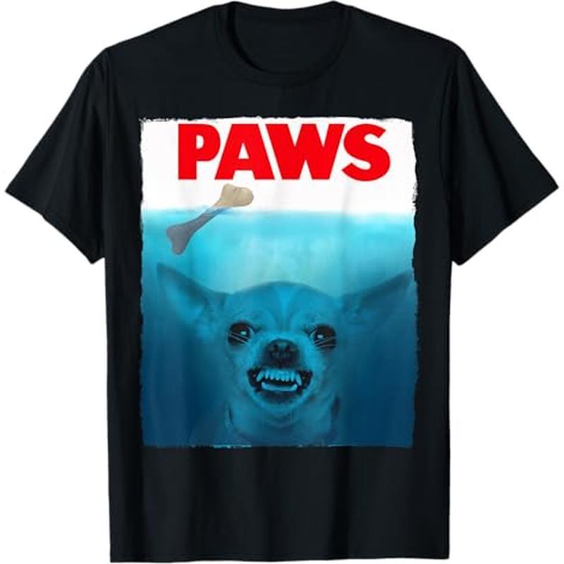 

Men's Cotton Casual T-shirt Chihuahua Dog Paws Cute Movie Poster T-shirt