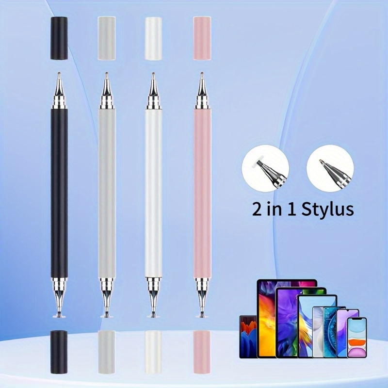 

4pcs 2in 1 Stylus Pen For Touchscreen Devices, Dual Tips With Magnetic Cap, Uncharged, Plastic Material - Gift For All