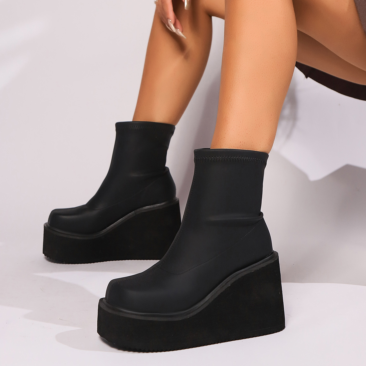 

' Ankle Boots, Wedge, , , , , -on, Regular Toe, /