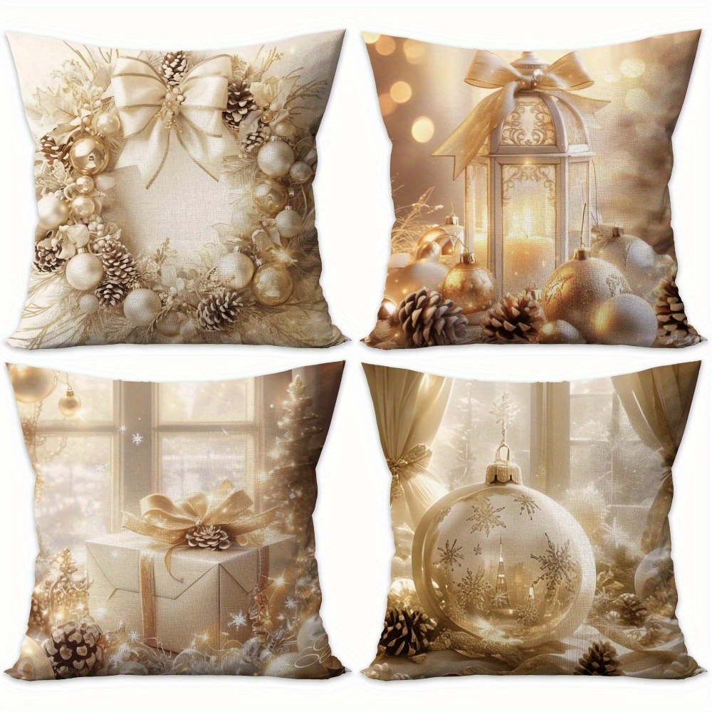 

4pcs Polyester Christmas - Wreath, , Sofa, Bed, , 18x18 ,