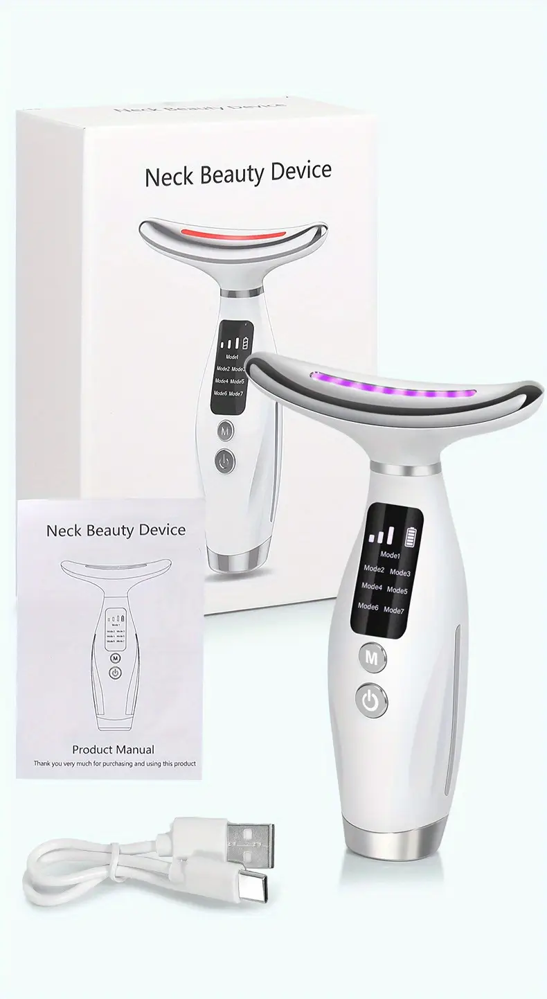valentines day face and neck beauty led and heating function multifunctional facial massager usb rechargeable with vibration and heating functions for face neck and shoulder care beauty tools for gift details 5