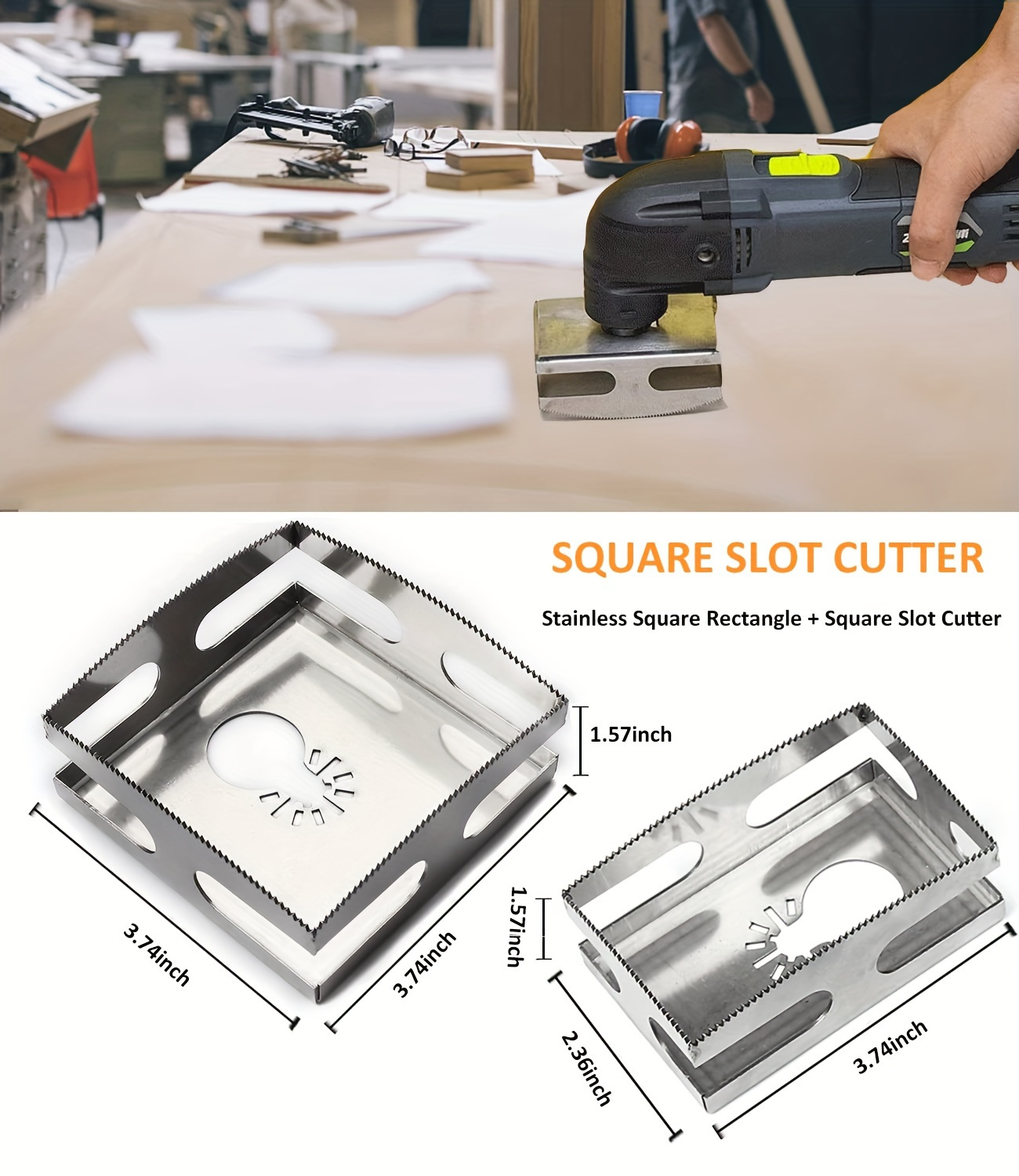 Multi-Function Square Hole Punch Tool, for Wood, Drywall, and Plastic - Ideal for Electrical Installation, Light Switch Boxes, Cord Insertion and Extraction Tools, Battery-Free, Durable Steel Structure