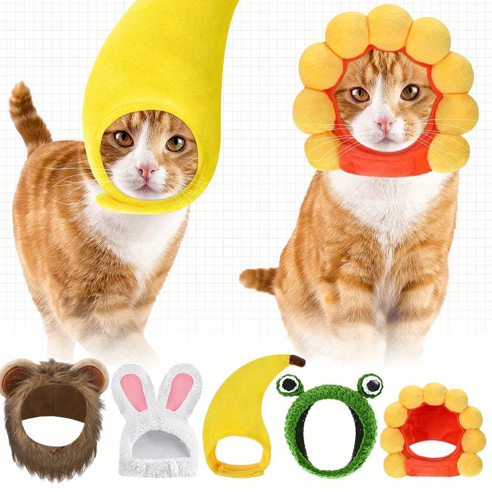 

5pcs Cute Cat Hat Set, Adjustable Party Costume Accessories, Halloween And Easter Costume Accessories For Cats And Dogs, Suitable For Pets To Dress And