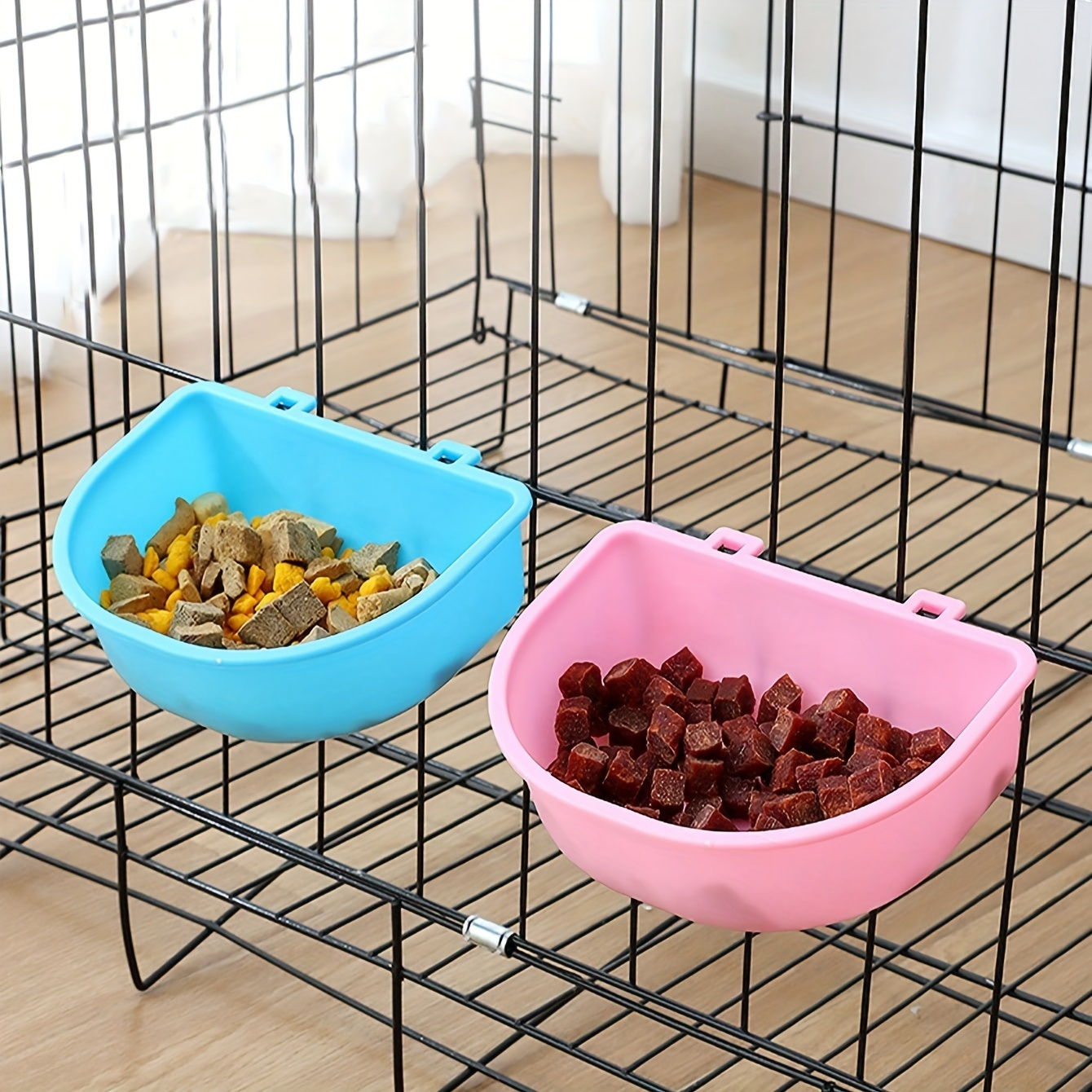 

2-pack Plastic Small Animal Feeding Bowls, Portable Hanging Pet Food And Water Dish For Rabbits, Guinea Pigs, , And