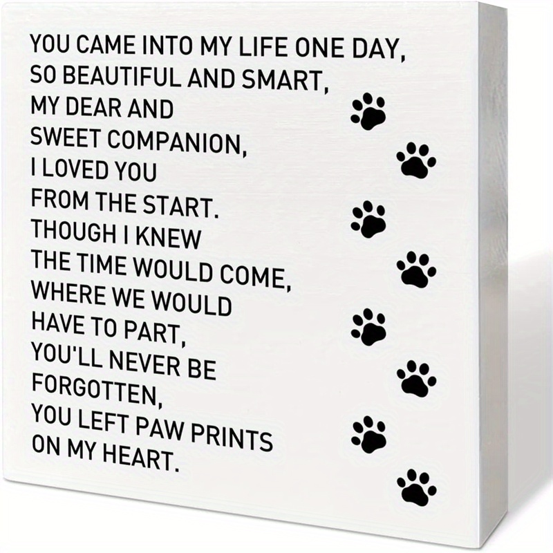 TEMU Pet Loss Memorial Marker, "you Stepped Into My Day" Wooden Box, Sympathy Gift, Remembrance Desktop Decoration, 3d Paw Print Design, Gift For Pet
