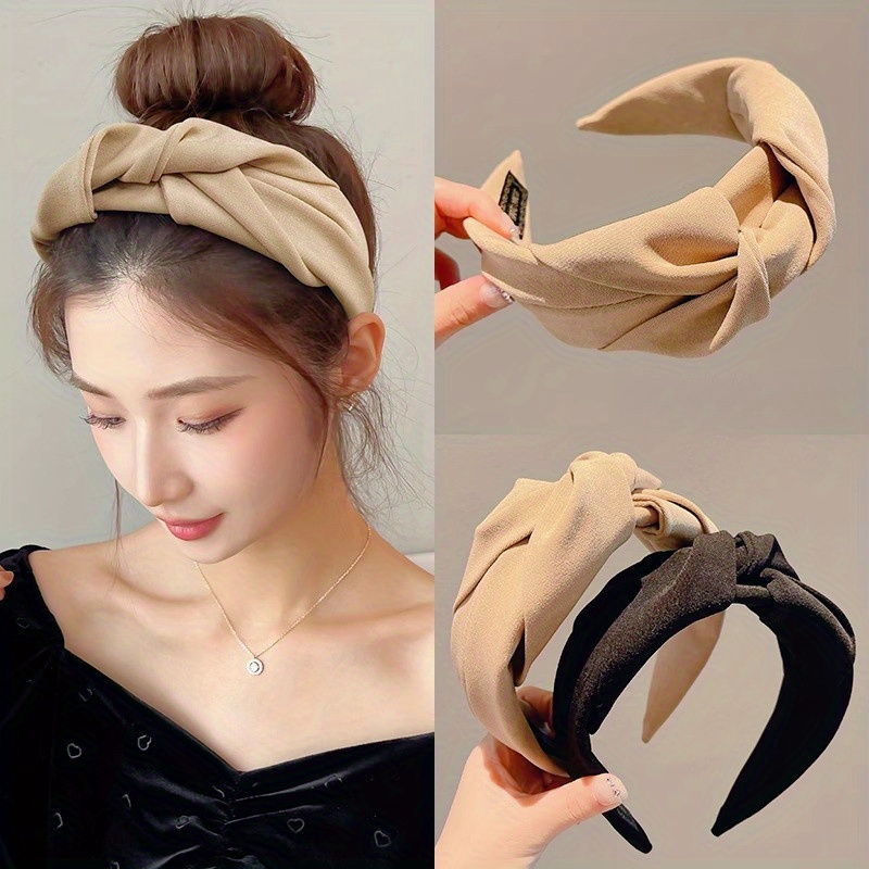 1pc retro french wide edge knotted headband high cranial top