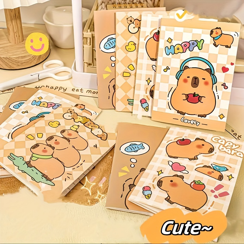 

10pcs Capybara Theme Mini Pocket Notebook, A7 Soft Cover Portable Diary Notepad With 320 Sheets, Suitable For Students, Office, To-do List, Writing, Notebook