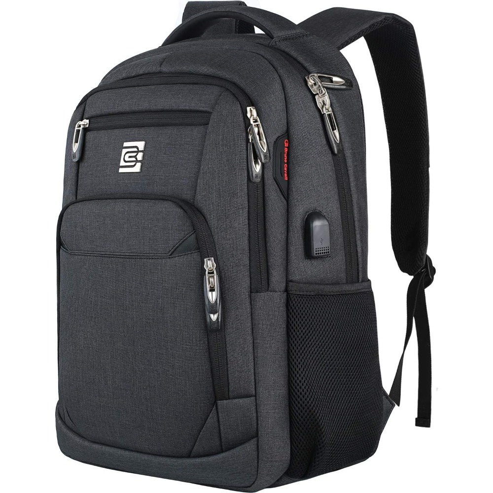 

18-inch Laptop Backpack - Sleek Black, & Polyester, Anti-theft Ultra-thin Design With Multiple Compartments & Adjustable Straps For Business Travel