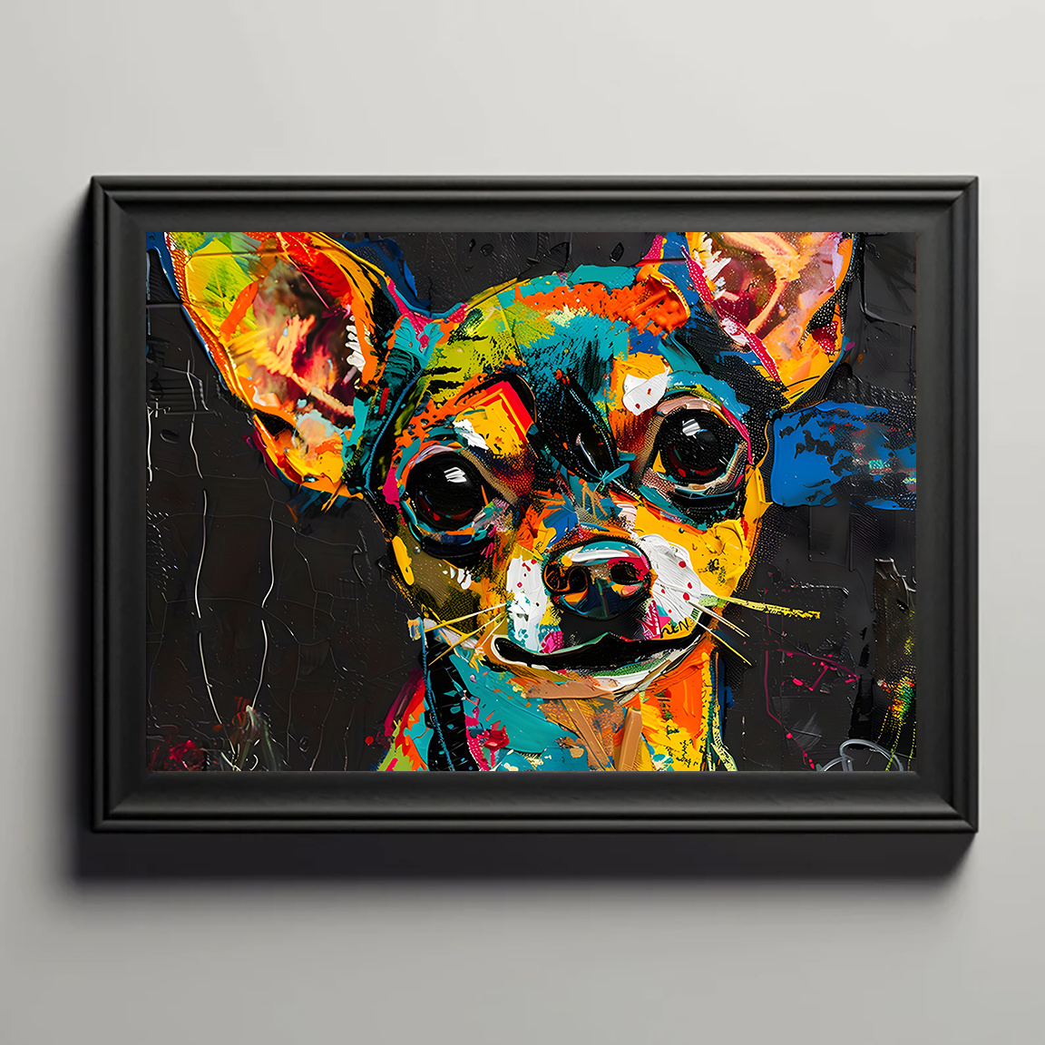 TEMU Affiche d'art sur toile Chihuahua chic 2D plat, 12X16" - Décoration murale cadre , , et plus encore, parfait pour la décoration de chambre,