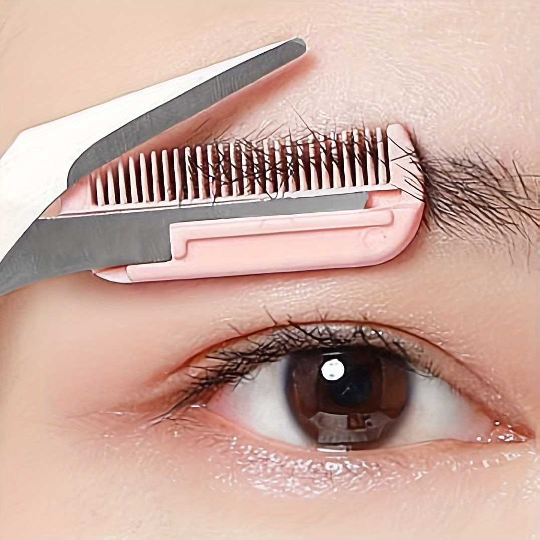 

Ciseaux à sourcils roses avec peigne intégré, outil de en acier inoxydable pour le toilettage, accessoire de soin du pour des sourcils parfaits.