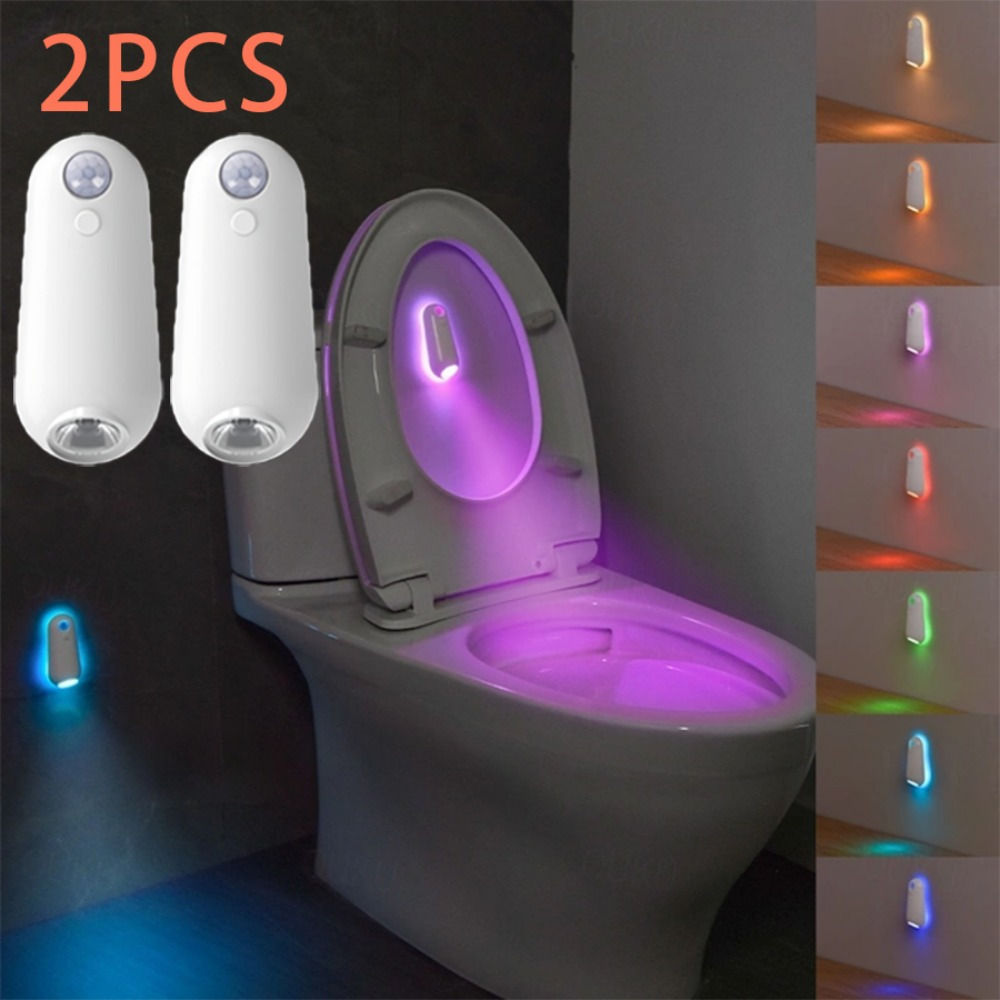 

2pcs -the- Toilet 8 , Usb Rechargeable Led , - For Bathroom Decor