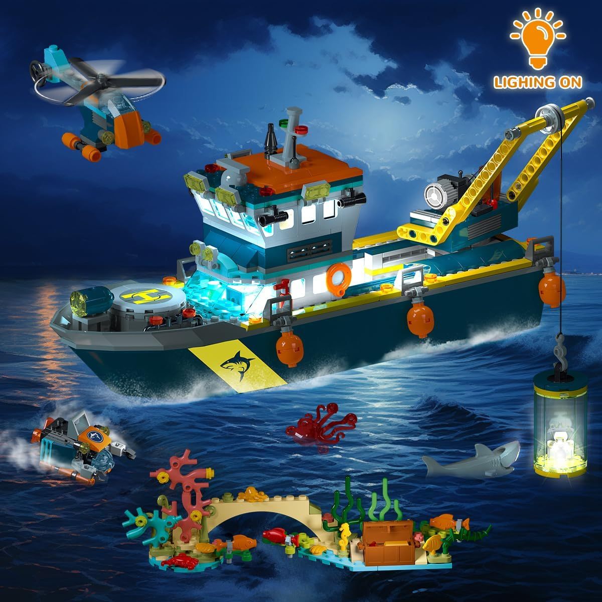 

Christmas City Floatable Building Set Led - Fun Kit , Sub, For 6+years Old Boys Kids