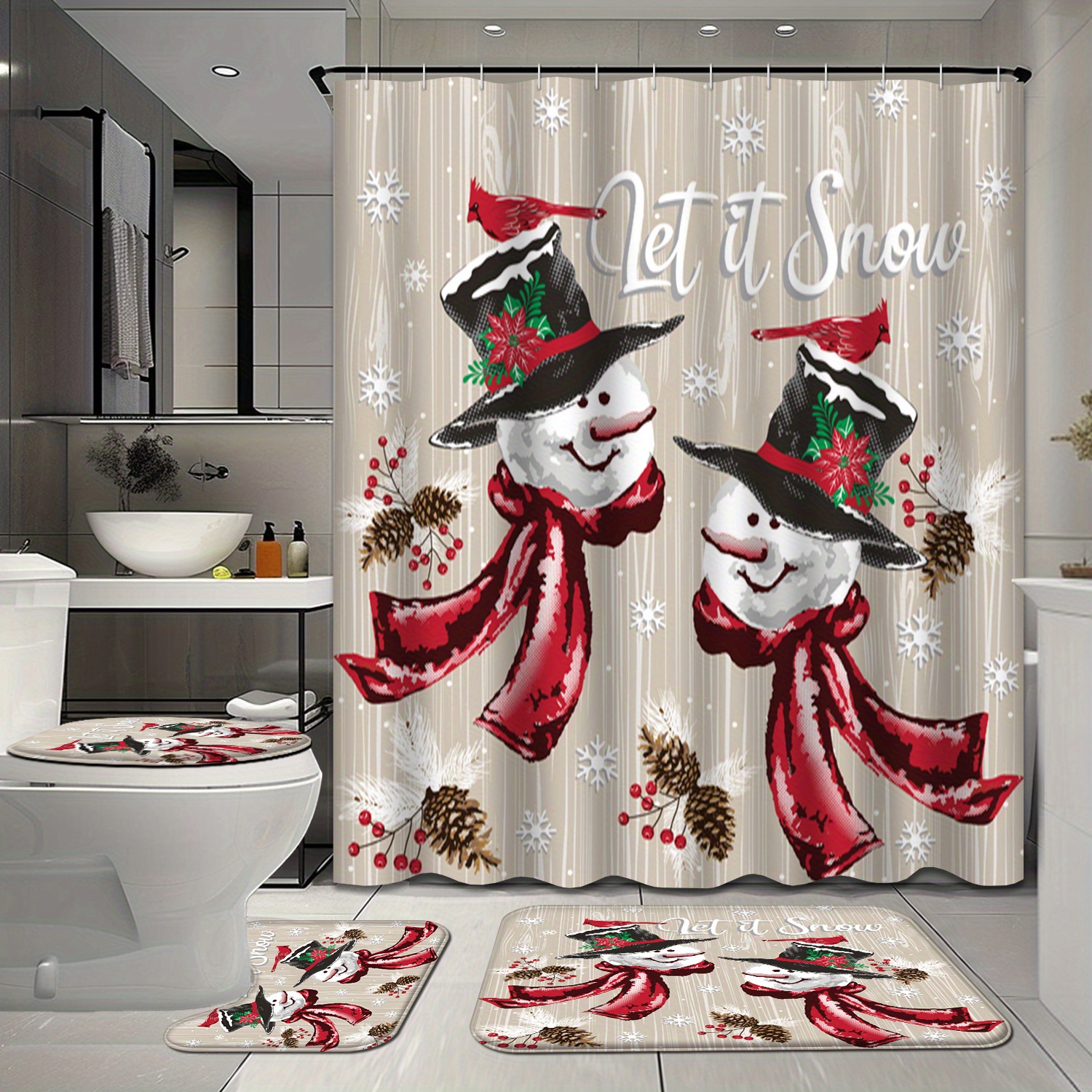 

Curtain 4 Snowman Christmas For Bathroom