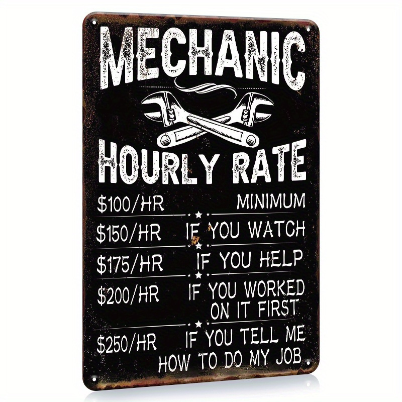 

Room Decor 1pc Rustic Fiberboard Garage Wall Decor Sign, 5.85"x7.8" Vintage Mechanic Rate Plaque, Humorous Workshop Decoration, Yard Art