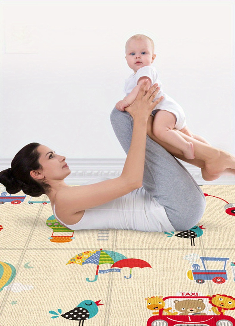 sustainable foldable   play mat non toxic   pe surface for crawling sports multicolor details 3