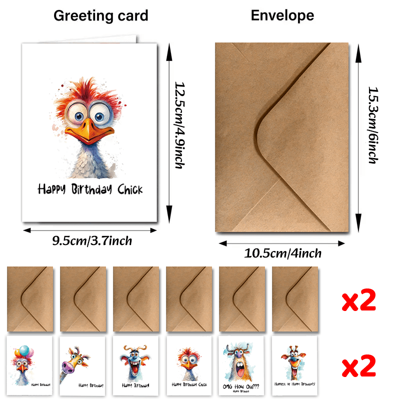 Image of 24pcs Fun Animal Birthday And Thank You Greeting Card Set With Envelopes - Expressing Gratitude , Teachers, Colleagues And Employees