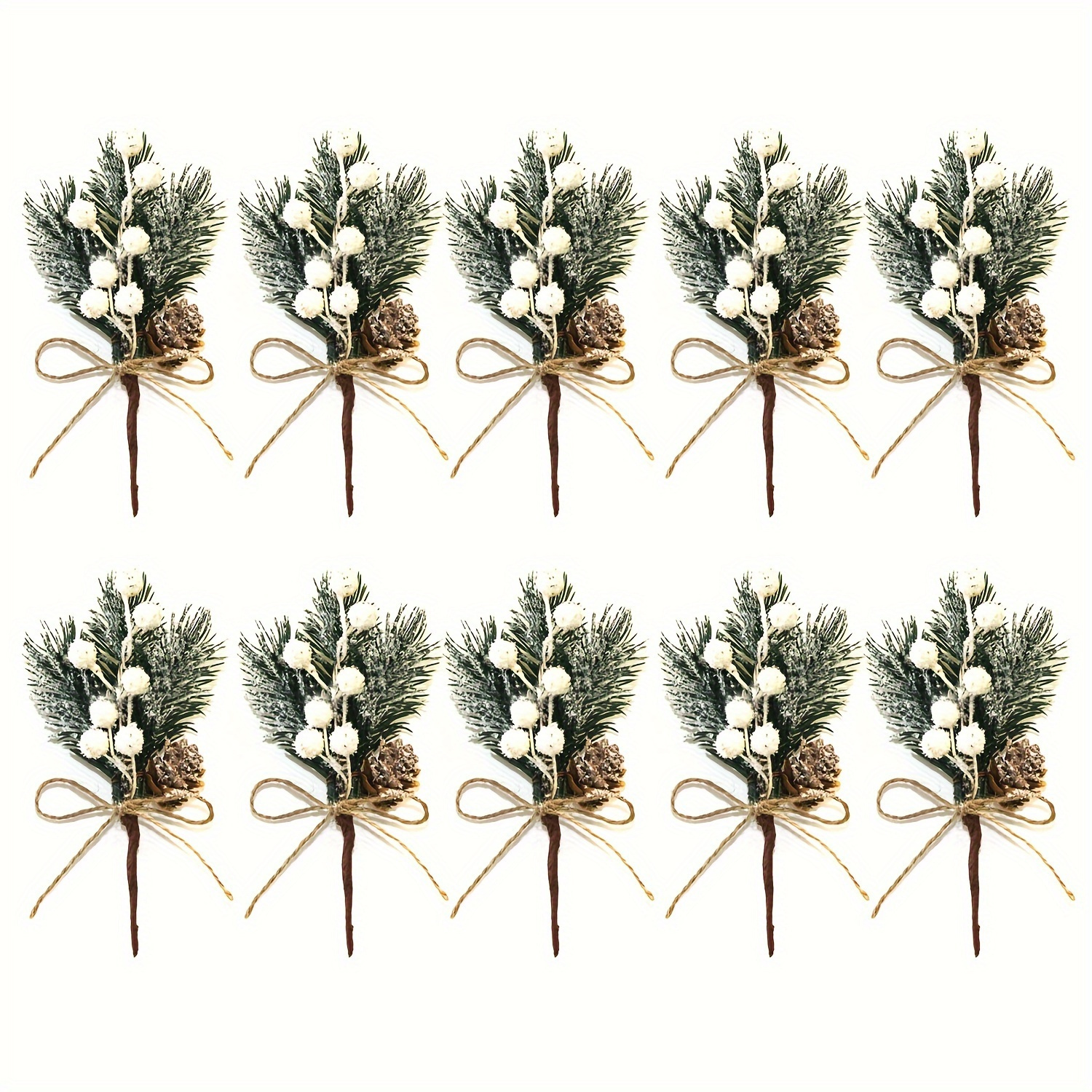 11pcs Christmas Pick Bouquet Featuring Artificial Pinecones And Berries, With , Perfect For A Winter Atmosphere In Your Decor