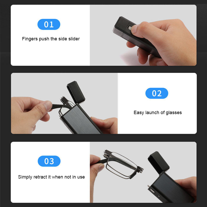 1 portable folding reading glasses iron alloy frame   with protective case with strength for men women for computer use travel christmas gifts Product details 3