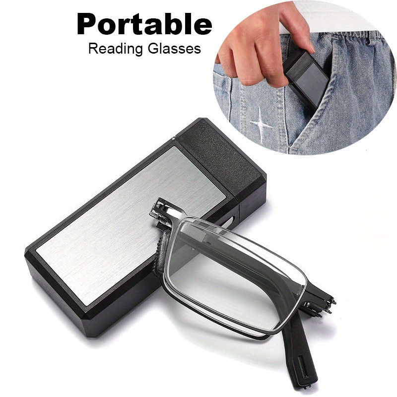 1 portable folding reading glasses iron alloy frame   with protective case with strength for men women for computer use travel christmas gifts Product details 0