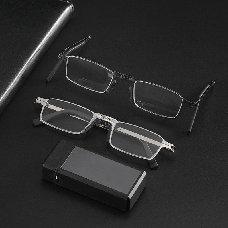 1 portable folding reading glasses iron alloy frame   with protective case with strength for men women for computer use travel christmas gifts Product details 7