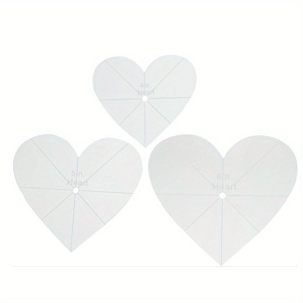 

3pcs Acrylic Heart Quilting Stencils - Precision Sewing Templates For Diy Crafts, Dressmaking & Patchwork