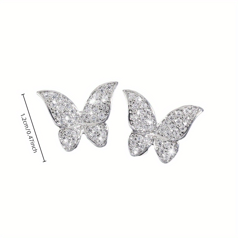 2pcs Rhinestones-Encrusted Butterfly Stud Earrings — Sparkling Gift