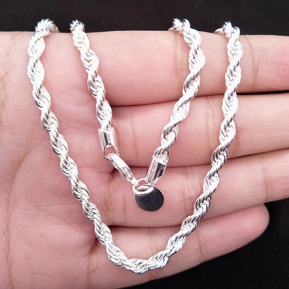 elegant 925 sterling silvery necklace bracelet set hip hop boho style twisted   for   gift for casual attire details 2