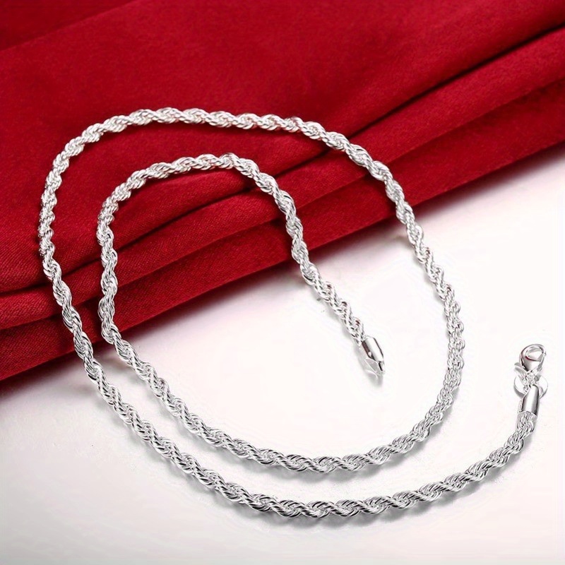 elegant 925 sterling silvery necklace bracelet set hip hop boho style twisted   for   gift for casual attire details 3