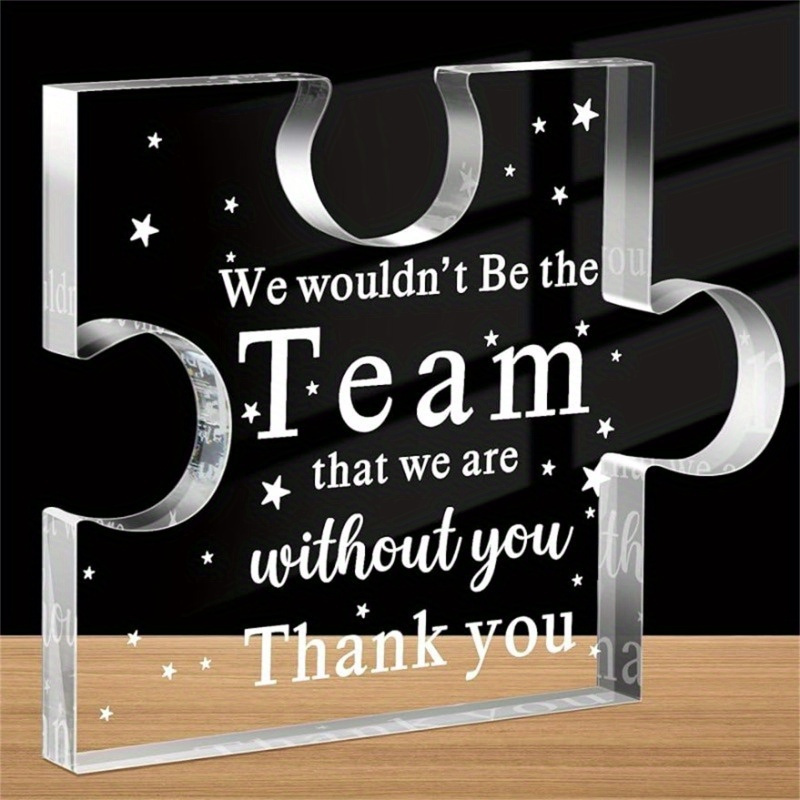 TEMU 2d Flat, [clear Acrylic] Acrylic Puzzle Piece Plaque - "we Wouldn't Team That " Thank You Gift For , Appreciation Keepsake For Office Retirement, Contemporary Desk Accessory With