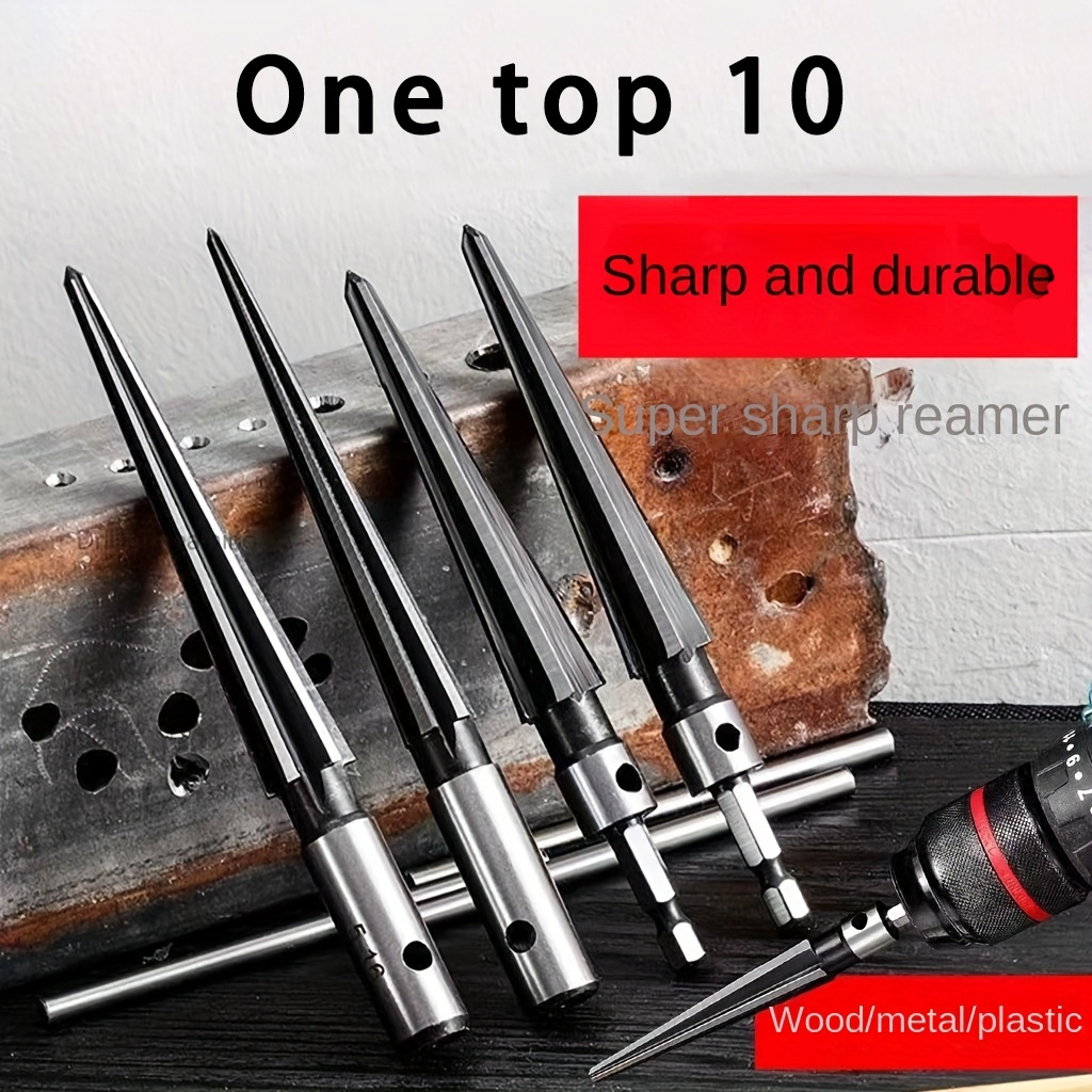 

High-carbon Steel Hexagonal Hole Expander Set - Handheld Cone Drill Bits For Woodworking, Metal & Plastic - Electric Drill Compatible Chamfering Tool Accessories