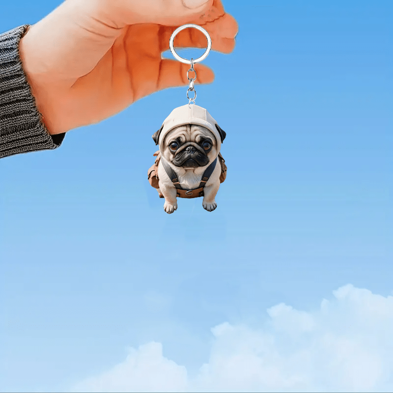 

1pc Pug Keychain - Non-woven , Keyring For &