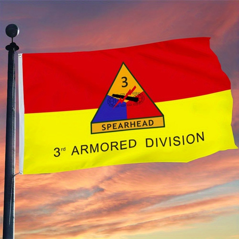 

3rd Armored Division Flag - Polyester Us Military Banner, 3x5 Feet With Brass Grommets For Indoor/outdoor Display