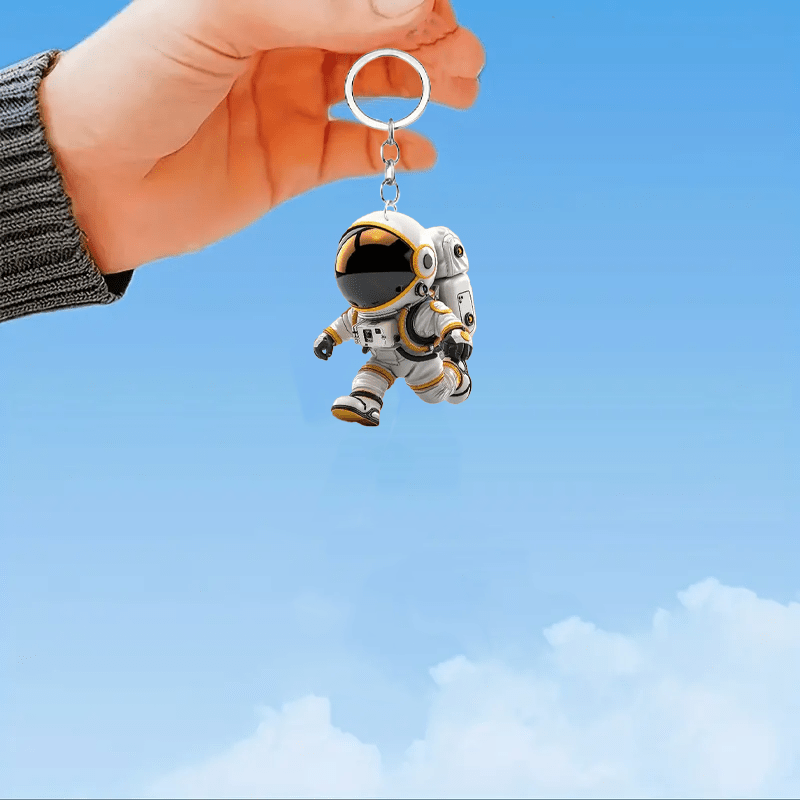 

Cute Space Astronaut Acrylic Keychain - Waterproof, Fashionable Accessory For Bags & Gifts, Themed Key Rings