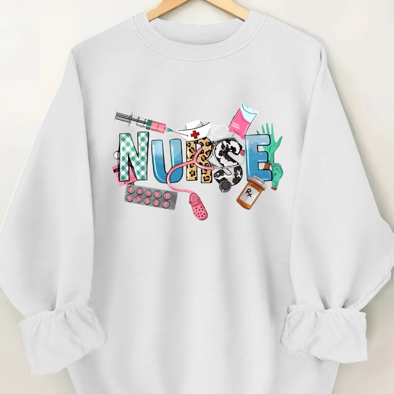 

Women's Nurse Graphic Sweatshirt - 100% Polyester - Pattern Nurse