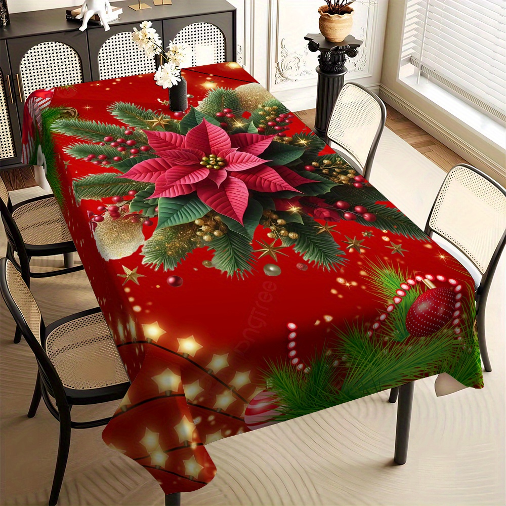 

Christmas Tablecloth - Stain-, & For Dining, Coffee Tables - For Parties, Decor, And Kitchen Use