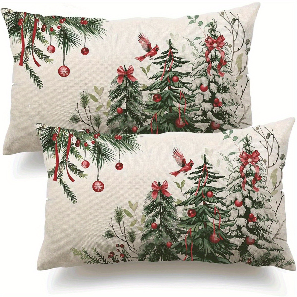 

2pcs Christmas & Pattern , 20x12 - Zippered, Washable For , , And Car Decor