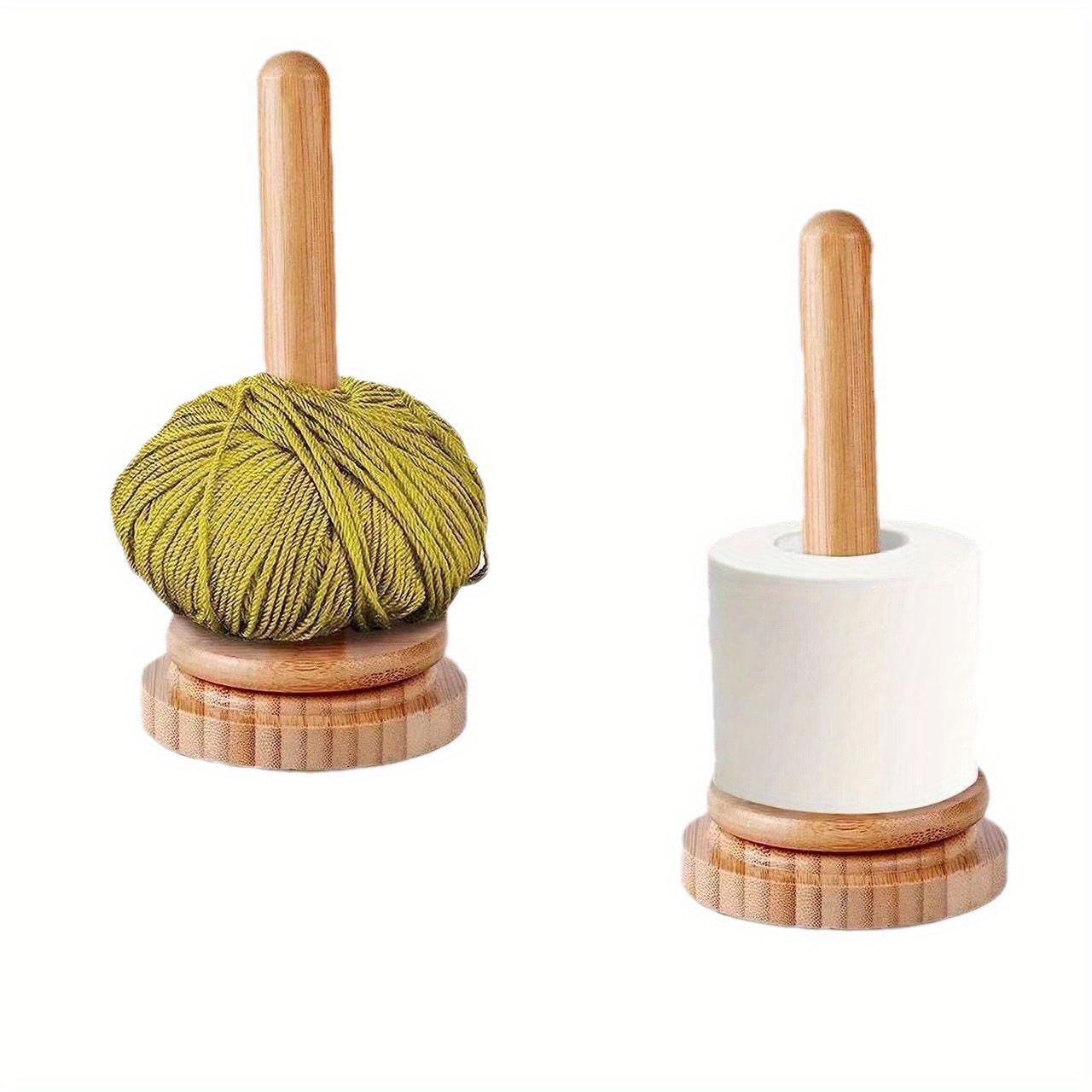 

Wooden Yarn Holder With Single Or Double Spool - Desktop Knitting & Crochet Thread Stand, Storage Rack For Crafting Supplies