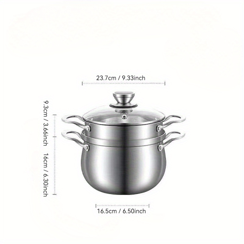 versatile stainless steel cooking pot with lid non stick   soups   noodles compatible with induction gas stoves steamers kitchen utensils hot pot details 4