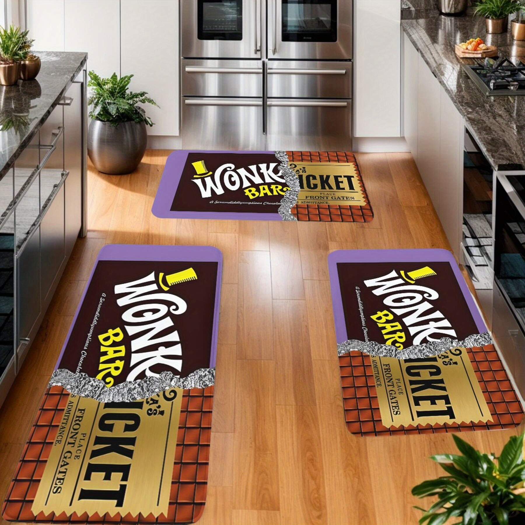 

Chocolate Bar Kitchen Rugs - 1pcs Machine Washable Polyester Non-slip Rectangle Welcome Doormat For Home And Bedroom Decor, Machine Made, Gift Idea