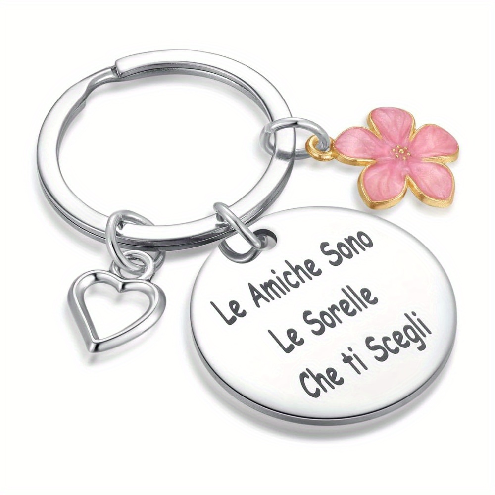 

1pc Italian Stainless Steel Keychain And Pendant, "le " Keyring