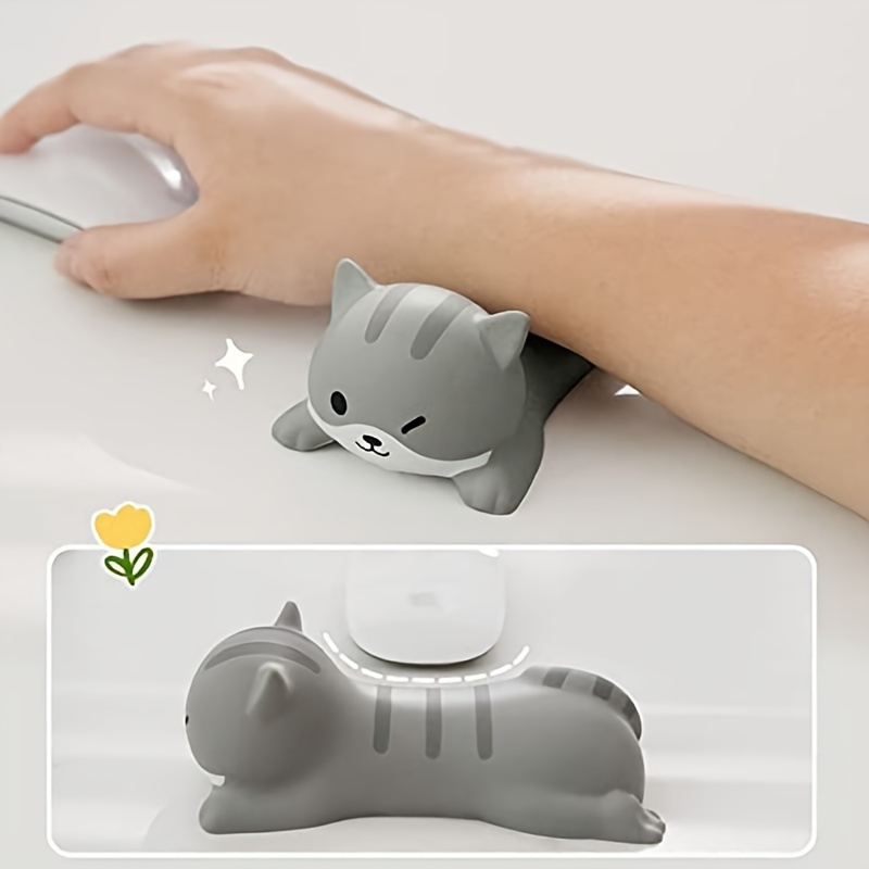 

Ergonomic Cat-shaped Wrist Rest, Slow Rising Support Pad, Pu Material, For Mouse , Office & Home Use