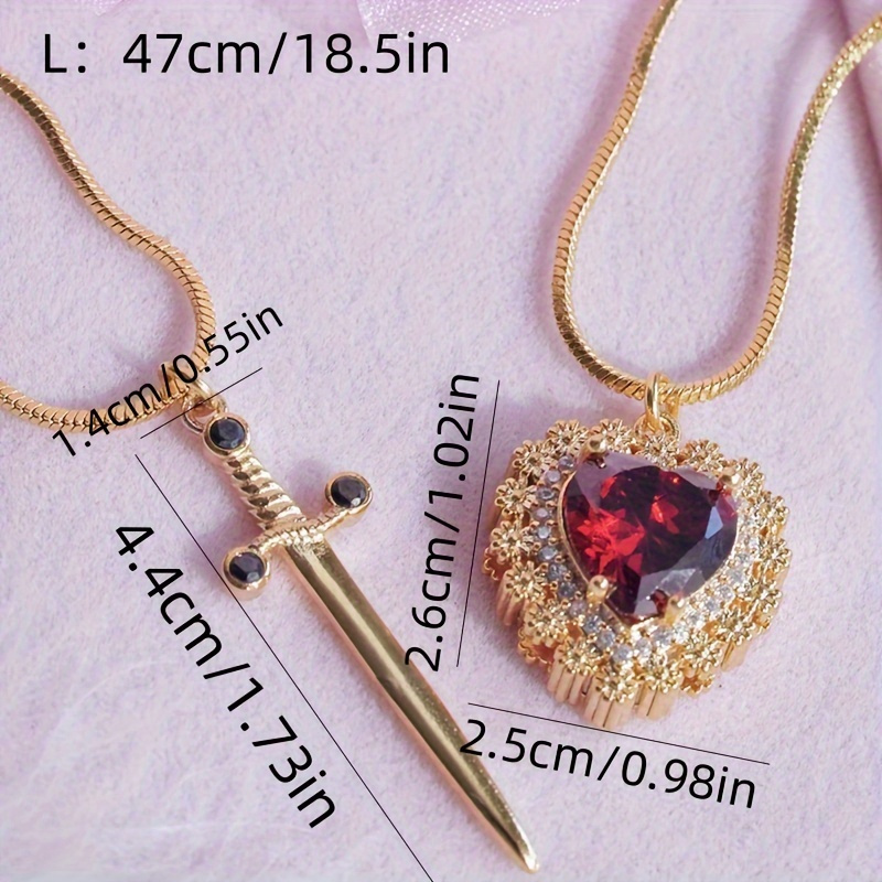 

1 Of Necklaces - Inlaid Zirconia Pendant Set, Couple , And Women's For