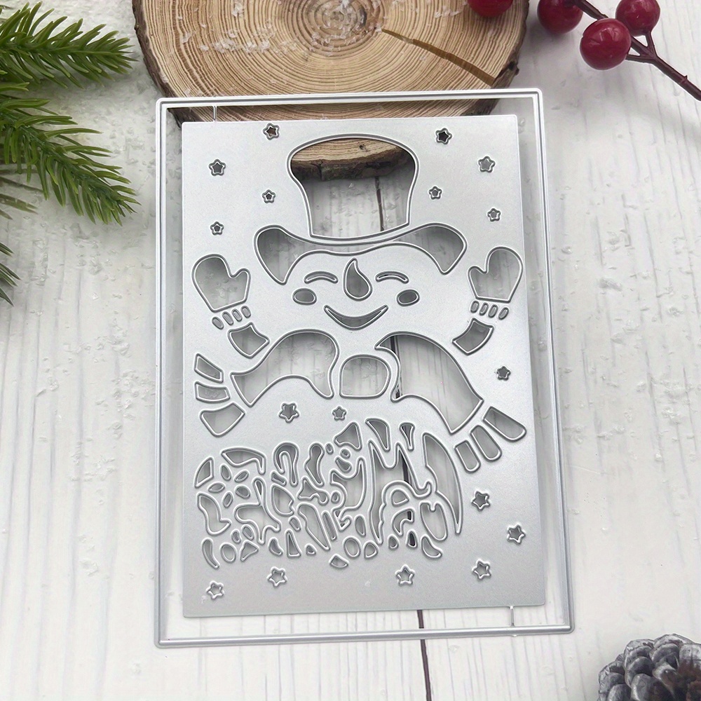 

Silvery Christmas Snowman Metal Cutting Die - Diy Scrapbooking & For Embossing Decorations