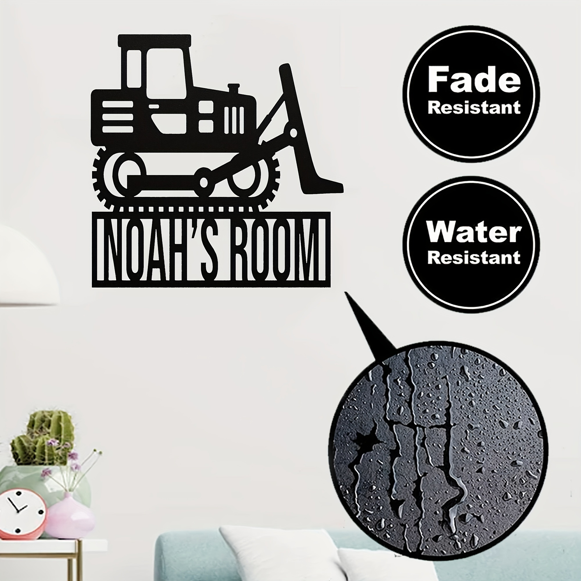 bulldozer door hanger with personalized name iron construction decor weather resistant black metal wall art   14 contemporary customizable truck initial plaque for residential and commercial spaces details 5